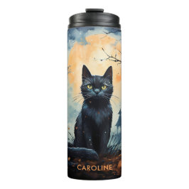 Garrafa Térmica Tumbler Térmico de Gato Preto e Cujo Canto Foi