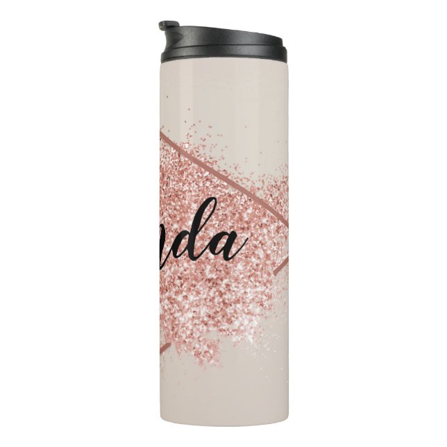 Garrafa Térmica Tumbler Térmico de Glitter Dourado para Rosa perso (Rotação à direita)
