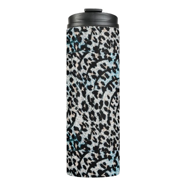 Garrafa Térmica Tumbler Térmico de Impressão Leopardo Negrito (Frente)