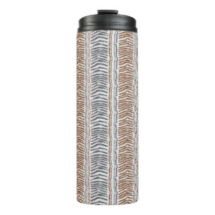 Garrafa Térmica Tumbler Térmico de Listra Moderna Cinza Marrom