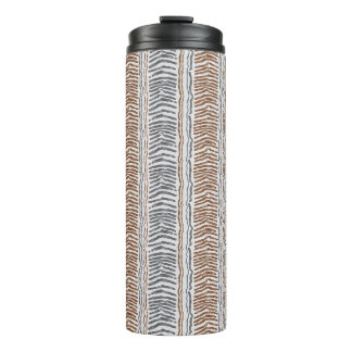 Garrafa Térmica Tumbler Térmico de Listra Moderna Cinza Marrom