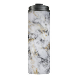 Garrafa Térmica Tumbler Térmico de Mármore Fumaça Dourado Preto Ci