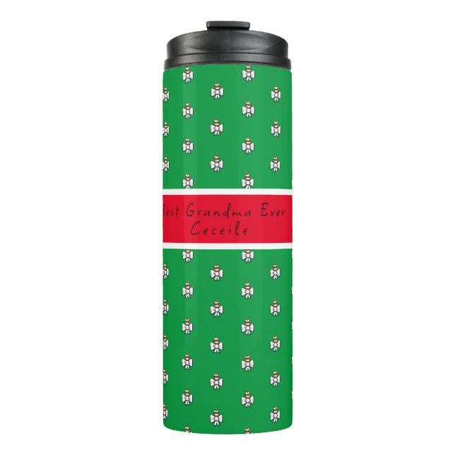 Garrafa Térmica Tumbler Térmico de Natal Verde e Vermelho (Frente)