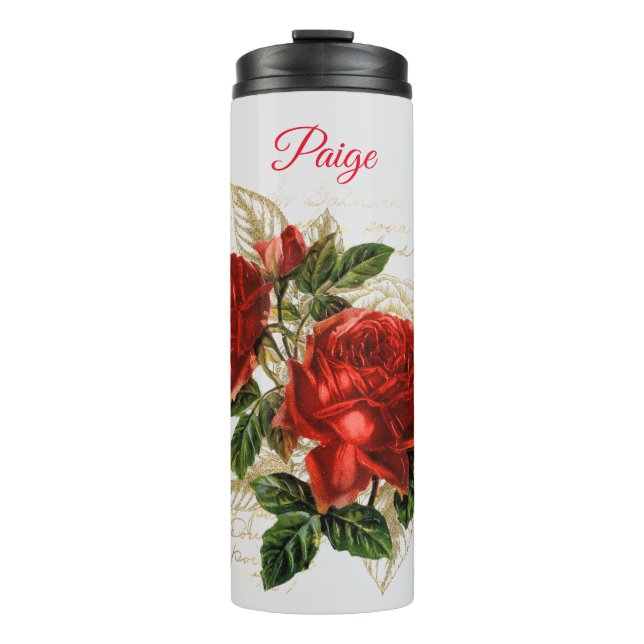 Garrafa Térmica Tumbler Térmico de Nome Personalizado do Rosa verm (Frente)