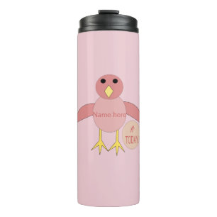 Garrafa Térmica Tumbler Térmico de Pintinho de Birthday Rosa Perso