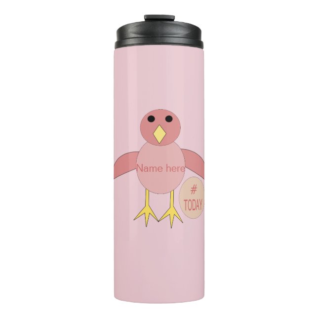 Garrafa Térmica Tumbler Térmico de Pintinho de Birthday Rosa Perso (Frente)