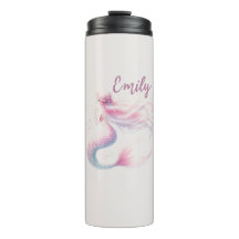 Tumbler Térmico de Sereia Rosa Pastel Personalizad