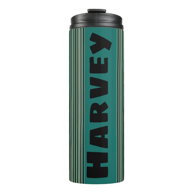 Garrafa Térmica Tumbler Térmico de Stripe Turquesa Personalizado (Frente)