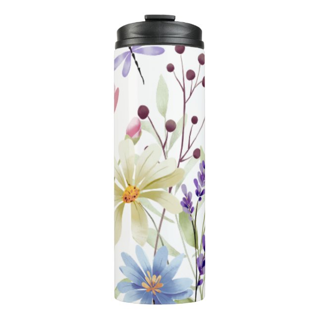 Garrafa Térmica Tumbler térmico: Design de flores silvestres (Frente)
