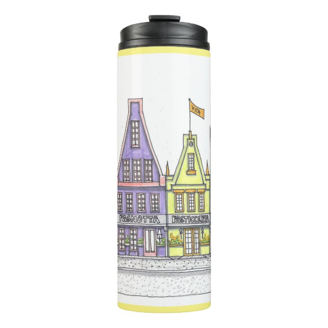 Garrafa Térmica Tumbler térmico do Compro italiano; amarelo (Frente)