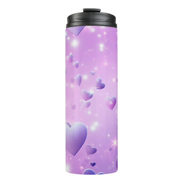 Garrafa Térmica Tumbler Térmico do Coração Brilhante Roxo (Frente)
