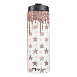 Garrafa Térmica Tumbler Térmico do Glitter de Discagem Dourada do 
