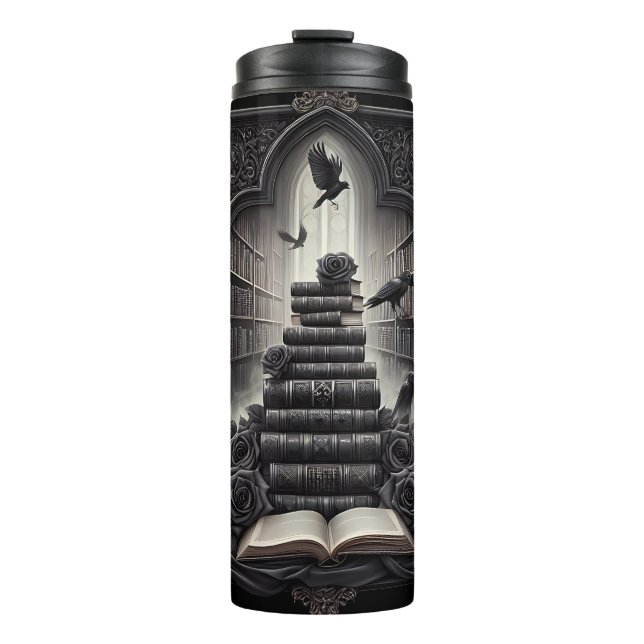Garrafa Térmica Tumbler Térmico do Livro Gótico - Caneca de viagem (Frente)
