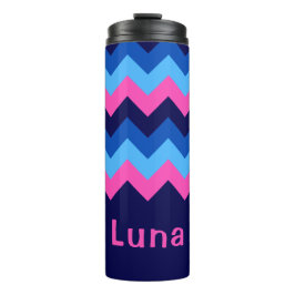 Garrafa Térmica Tumbler Térmico do Monograma Cor-de-Rosa Azul lega