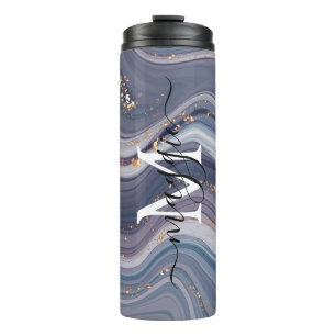 Garrafa Térmica Tumbler Térmico do Monograma de Script Glitter