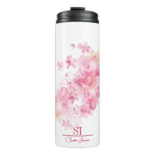 Garrafa Térmica Tumbler Térmico do Monograma Floral Personalizado