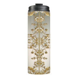 Garrafa Térmica Tumbler térmico do Ornamentado Dourado branco Flor