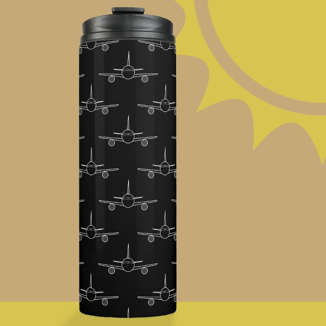 Garrafa Térmica Tumbler térmico do padrão de plano preto e branco (Plane Tumbler)