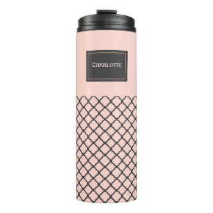 Garrafa Térmica Tumbler térmico do padrão preto e Blush chic