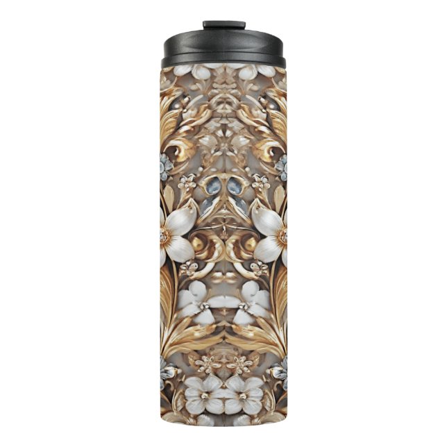 Garrafa Térmica Tumbler térmico Dourado branco liso decorativo (Frente)