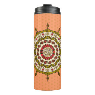 Garrafa Térmica Tumbler térmico Dourado da fantasia de Mehndi