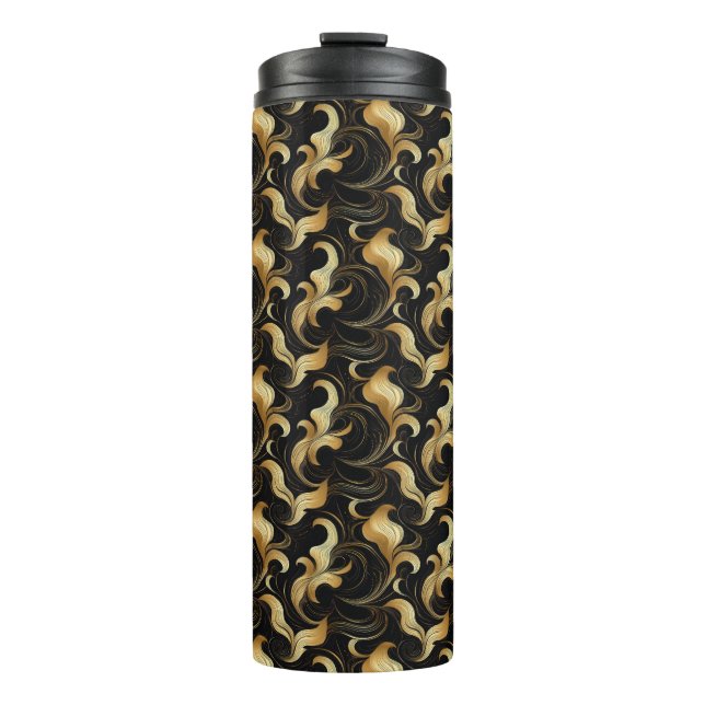 Garrafa Térmica Tumbler Térmico Dourado E Preto Marvilhado (Frente)