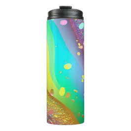 Garrafa Térmica Tumbler térmico Dourado Rainbow Glitter 12oz