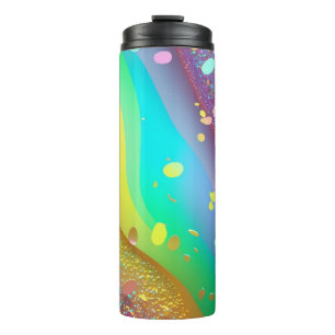 Garrafa Térmica Tumbler térmico Dourado Rainbow Glitter 12oz