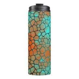 Garrafa Térmica Tumbler Térmico Escama de Dragão Laranja e Azul
