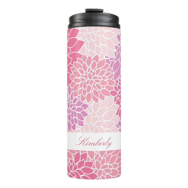 Garrafa Térmica Tumbler térmico feito sob encomenda das flores (Frente)