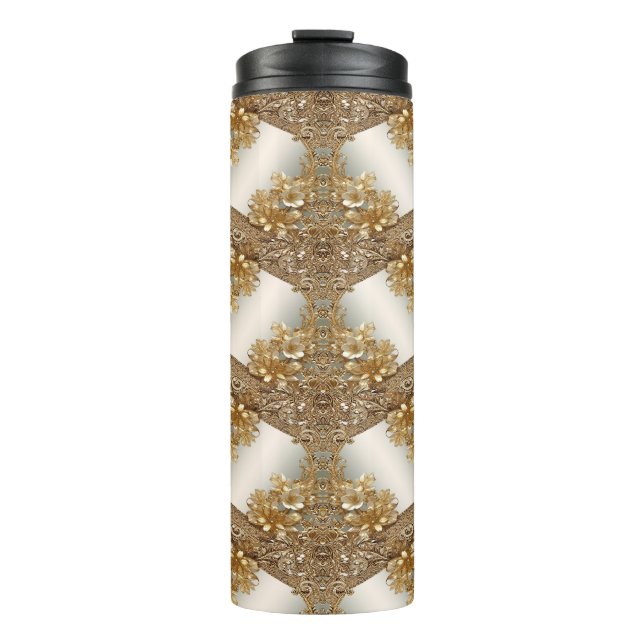 Garrafa Térmica Tumbler térmico flexível do Ornamentado Dourado mo (Frente)