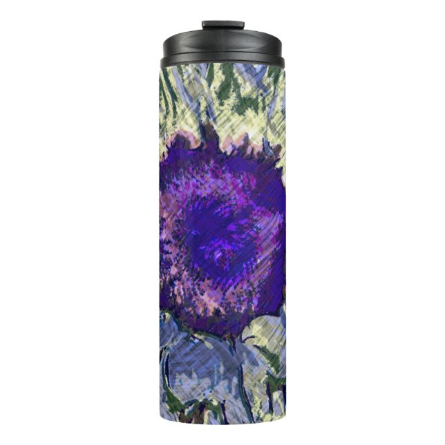 Garrafa Térmica Tumbler Térmico Flor Roxa (Frente)