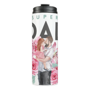 Garrafa Térmica Tumbler térmico Floral de Aquarela com Super Pai
