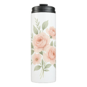 Garrafa Térmica Tumbler térmico Floral de Aquarela Elegante