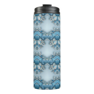Garrafa Térmica Tumbler térmico Floral do Ornamentado Azul