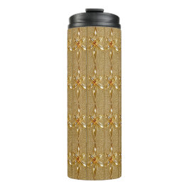 Garrafa Térmica Tumbler térmico Floral do Ornamentado Dourado