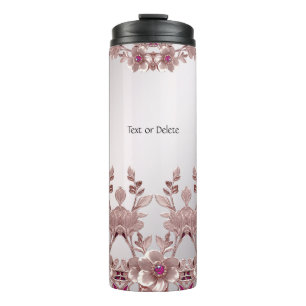 Garrafa Térmica Tumbler térmico Floral do Ornamentado rosa
