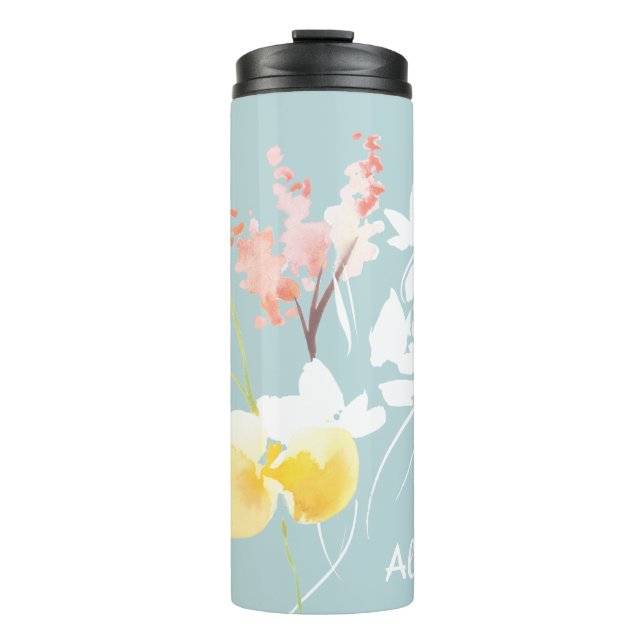 Garrafa Térmica Tumbler térmico Floral Moderno de Aquarela (Frente)