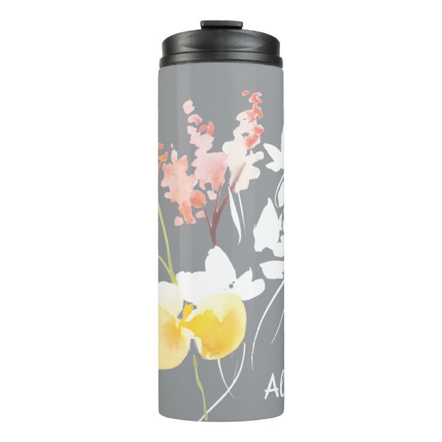Garrafa Térmica Tumbler térmico Floral Moderno de Aquarela (Frente)