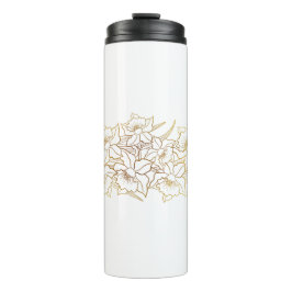 Garrafa Térmica Tumbler Térmico Floral Ouro Branco