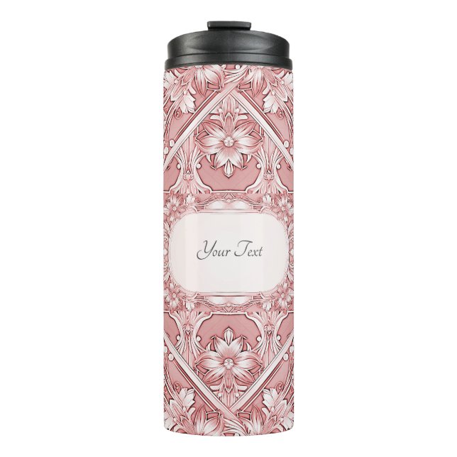 Garrafa Térmica Tumbler Térmico Floral Rosa (Frente)