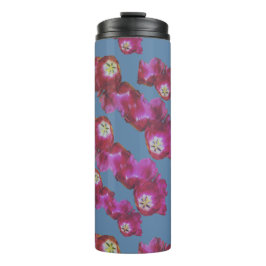 Garrafa Térmica Tumbler Térmico Floral Rosa e Azul Aquarela