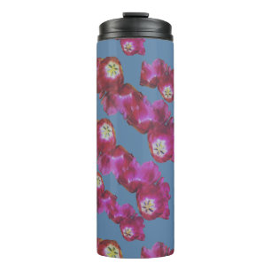 Garrafa Térmica Tumbler Térmico Floral Rosa e Azul Aquarela