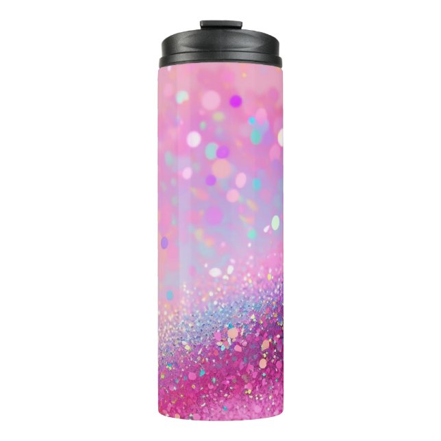 Garrafa Térmica Tumbler térmico Holográfico Rosa 12oz (Frente)