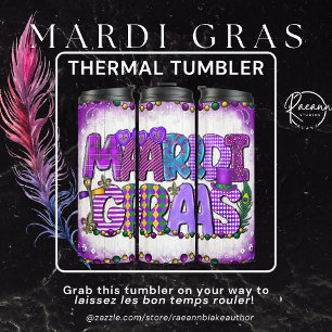 Garrafa Térmica Tumbler Térmico Inspirado em Mardi-Gras