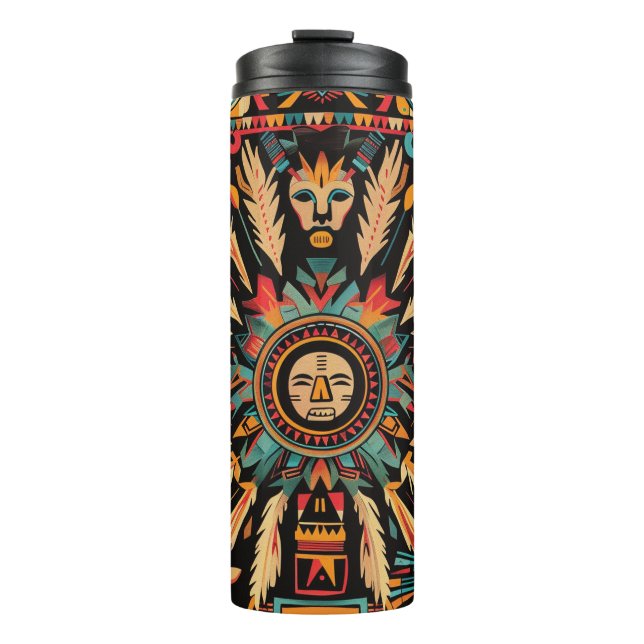 Garrafa Térmica Tumbler térmico isolado do "Sonho Aztec" ceruliano (Frente)