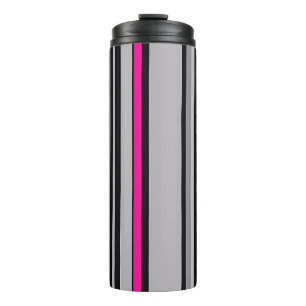 Garrafa Térmica Tumbler Térmico Listrado Preto Rosa e Cinza