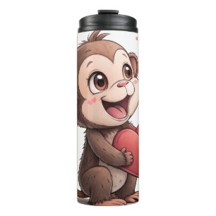 Garrafa Térmica Tumbler Térmico Macaco Corações Vermelhos