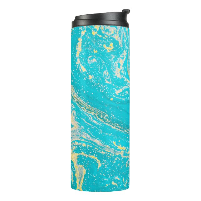 Garrafa Térmica Tumbler Térmico Marble Azul (Giro à esquerda)