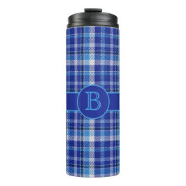 Garrafa Térmica Tumbler Térmico Monograma Xadrez Azul